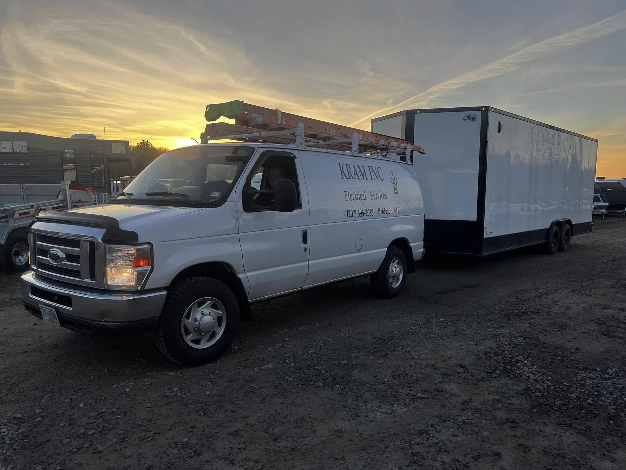KRAM Inc. work van and trailer ready for projects